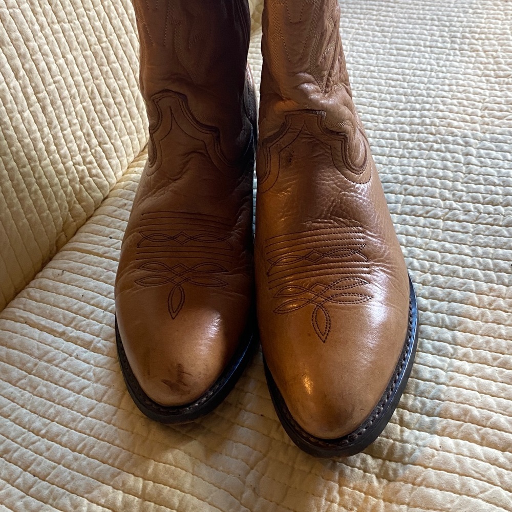 Laredo Men Sz 9 Jacksonville Collection 13" Cowboy Boots Deertan Foot & Top - Picture 2 of 8